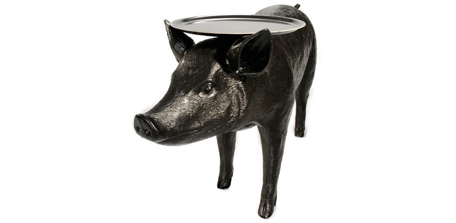 [创意家具 - 灯饰|台灯|办公家具|设计师家具|荷兰 Moooi Pig Table 黑豬邊桌]